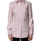 Pink Cotton Long Sleeves Collared Shirt Top
