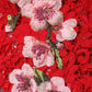 Red Lace Floral Embroidery Long Sleeves Top