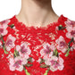 Red Lace Floral Embroidery Long Sleeves Top