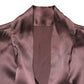 Violet Satin Long Sleeve Ascot Tie Shirt Top