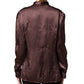 Violet Satin Long Sleeve Ascot Tie Shirt Top