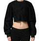 Black Cropped ZipperBack Sweatshirt Sweater