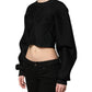 Black Cropped ZipperBack Sweatshirt Sweater