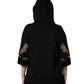 Black Embroidered Tassel Hooded Sweatshirt Sweater