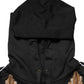 Black Embroidered Tassel Hooded Sweatshirt Sweater
