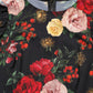 Black Floral Crepe Frill Detail Blouse Top