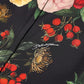 Black Floral Crepe Frill Detail Blouse Top