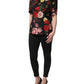 Black Floral Crepe Frill Detail Blouse Top