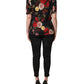 Black Floral Crepe Frill Detail Blouse Top