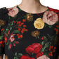Black Floral Crepe Frill Detail Blouse Top