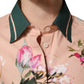 Pink Floral Cotton Button Front Shirt Top