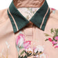 Pink Floral Cotton Button Front Shirt Top
