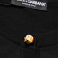Black Wool Knitted Button Front Cardigan Sweater