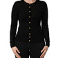 Black Wool Knitted Button Front Cardigan Sweater