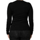 Black Wool Knitted Button Front Cardigan Sweater