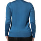 Blue Silk Sequined CrewNeck Pullover Sweater