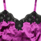Purple Silk Lace Trim Camisole Sleeveless Tank Top