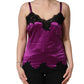 Purple Silk Lace Trim Camisole Sleeveless Tank Top