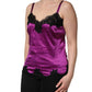 Purple Silk Lace Trim Camisole Sleeveless Tank Top