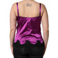 Purple Silk Lace Trim Camisole Sleeveless Tank Top