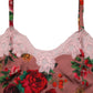 Brown Rose Print Satin Lace Camisole Tank Top