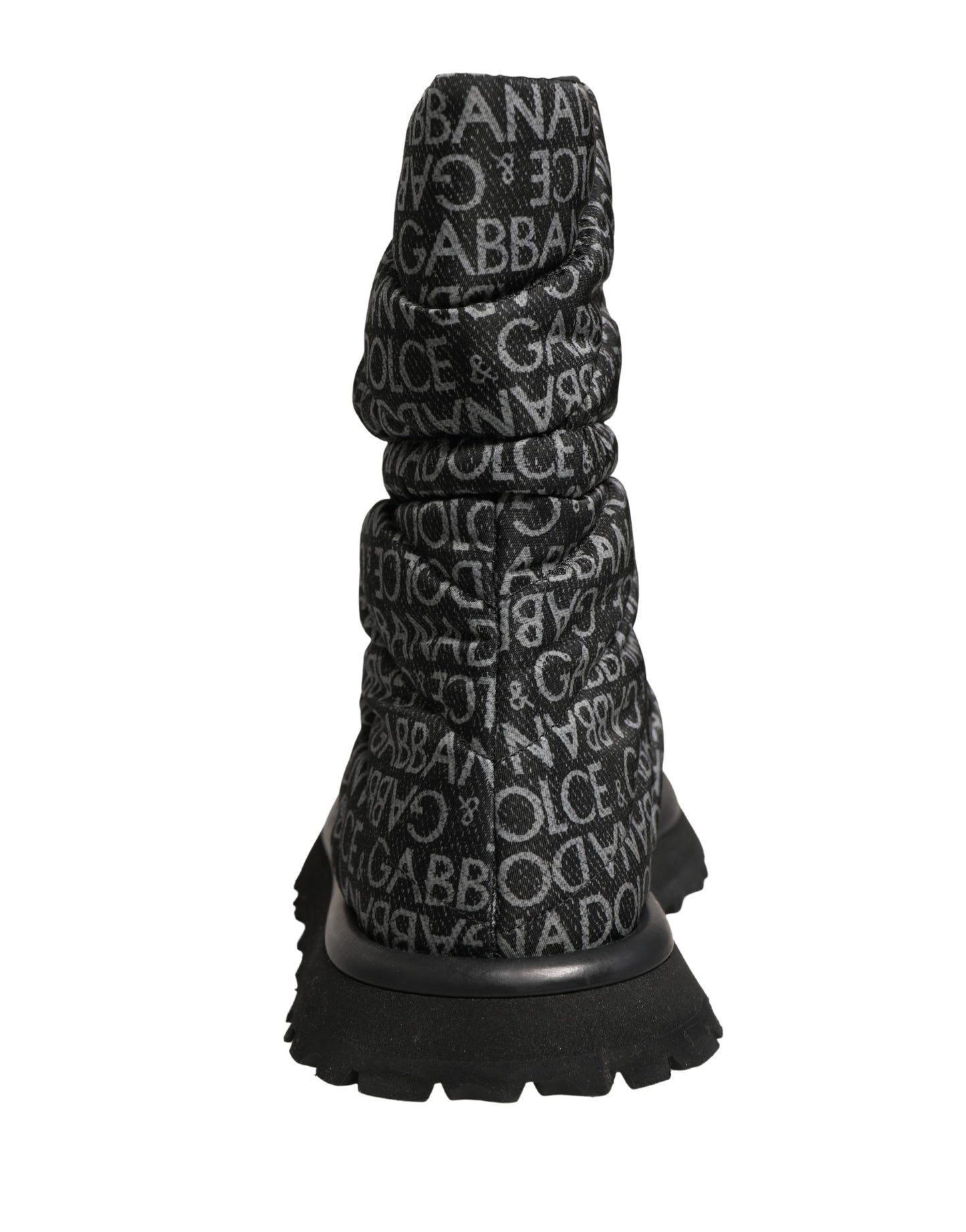 Black Logo Print Lace Up Snow Boots Shoes