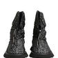 Black Logo Print Lace Up Snow Boots Shoes