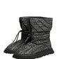 Black Logo Print Lace Up Snow Boots Shoes