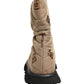 Brown Logo Print Lace Up Snow Boots Shoes