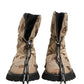 Brown Logo Print Lace Up Snow Boots Shoes