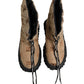 Brown Logo Print Lace Up Snow Boots Shoes