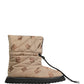 Brown Logo Print Lace Up Snow Boots Shoes