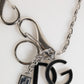 Silver Tone DG Logo Keychain Key Holder Bag Charm Keyring