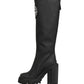 Black Rubberised Leather High Boots Shoes