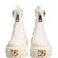White Leather Rubber Logo Ankle Boots Shoes