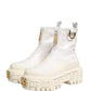 White Leather Rubber Logo Ankle Boots Shoes