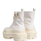 White Leather Rubber Logo Ankle Boots Shoes