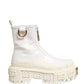 White Leather Rubber Logo Ankle Boots Shoes
