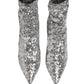 Silver Sequined Short Boots Stretch Shoes