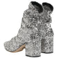 Silver Sequined Short Boots Stretch Shoes