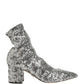 Silver Sequined Short Boots Stretch Shoes