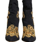 Black Gold Embroidery Crystal Boots Shoes