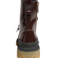 Maroon Leather Lace Up Biker Boots Shoes