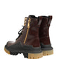 Maroon Leather Lace Up Biker Boots Shoes