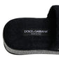 Black Crystal Embellished Platform Slides Shoes