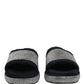 Black Crystal Embellished Platform Slides Shoes