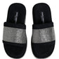 Black Crystal Embellished Platform Slides Shoes