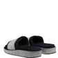 Black Crystal Embellished Platform Slides Shoes