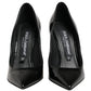 Black Calf Leather Stiletto Heels Pumps Shoes