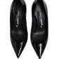 Black Calf Leather Stiletto Heels Pumps Shoes
